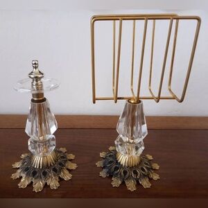 Hollywood Regency Lucite Desk Accessory Set Letter Holder Napkin Memo Holder